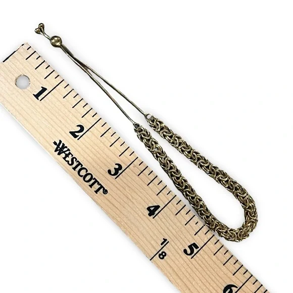 Gold Vermeil 925 Itaor Made in Italy Byzantine Link Adjustable Bolo Bracelet - Picture 3 of 3